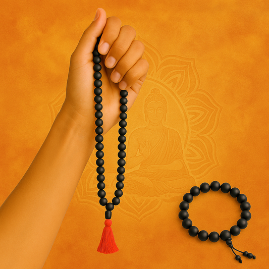Karungali Mala & Bracelet Combo – Authentic Ebony Wood for Spiritual Protection & Healing